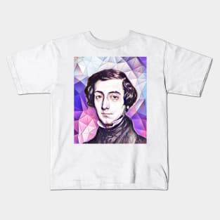 Alexis de Tocqueville Pink Portrait | Alexis de Tocqueville Artwork 8 Kids T-Shirt